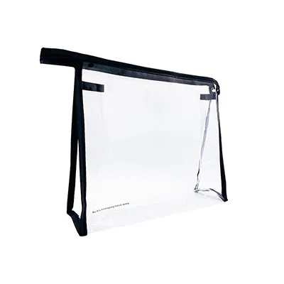 PVC Clear Cosmetic Zipper Bag - Large Black