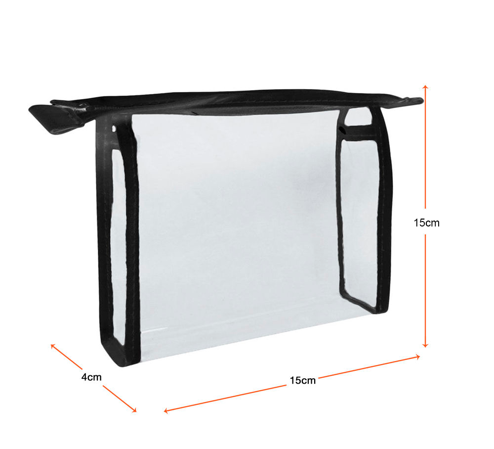 PVC Clear Cosmetic Bag - Small Black